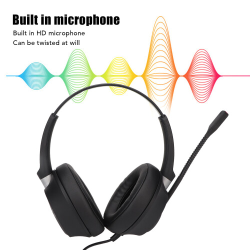 USB Gaming Headset Binaural Noise Canceling Microphone with Volume Control - Black 2