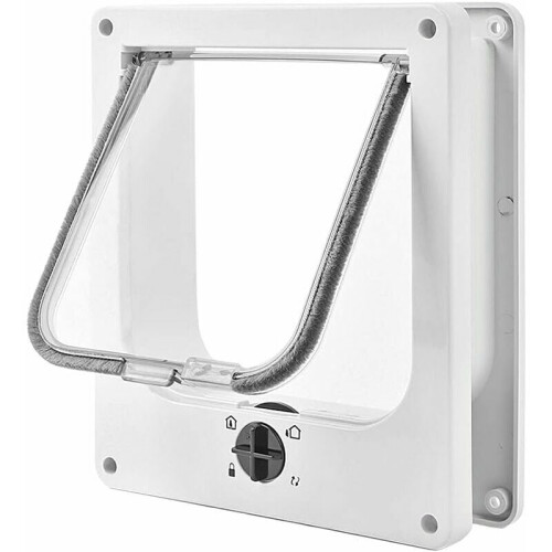 Pet Doors, Weatherproof Cat Flap For Controlled Access, Durable & Comfortable With Quiet Operation, Medium, White