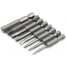 Set di cacciaviti magnetici con punta Torx a stella e gambo esagonale, materiale industriale - acciaio legato S2 trattato termicamente per garantire