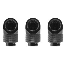 3X 12,9 mm G1 / 4 Gewinde 90 Grad Dreh Rohr Verbinder Beschlag für Pc Wasser Kühlung Schwarz