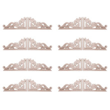 16Pcs Left+Right(Each 8Pcs) Vintage Wooden Carved Corner Onlay Furniture Wall Decor Unpainted Frame Applique