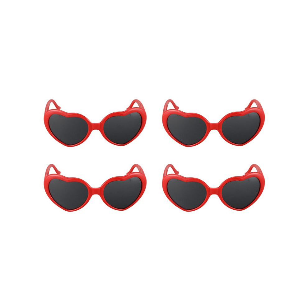 4X Moda Carino Retro' Occhiali Da Sole A Forma Di Amore Del Cuore Lolita Mascherata Caldo - Rosso-image