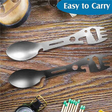 8Pcs 10In1 Camping Spork Multi-Functional Spork Spoon Can Opener Serrated Wrench for Outdoor Hiking Backpacking