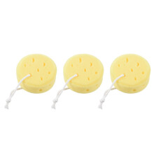 3X ÉPonge Douce de Douche de Corps de Bain Rond Jaune avec Boucle de Suspension