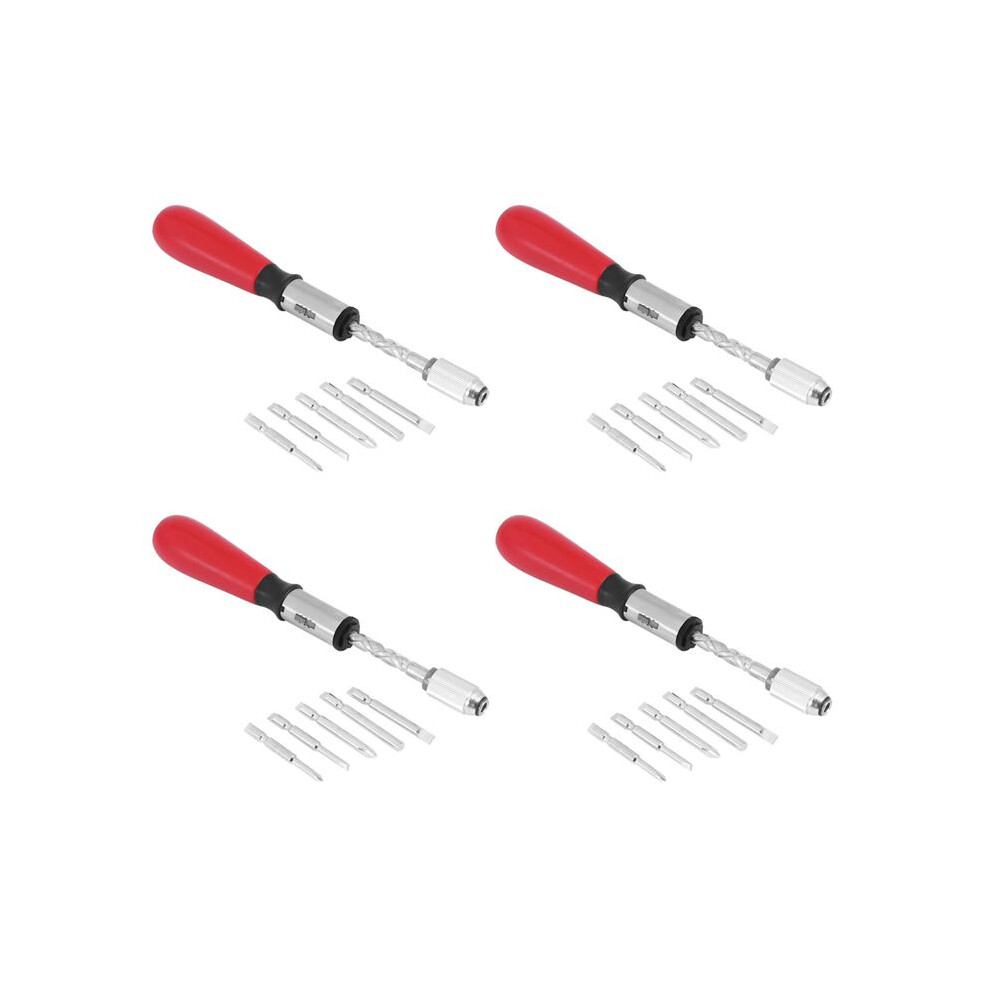4 Set 260Mm Spiral Screw Driver Hand Pressing Ratchet Screwdriver With Slotted And Phillips Screwdriver Bits 6031688872690