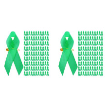 200 Stuks Awareness Ribbon Satijnen Lint Reversspeldjes Stoffen Linten met Veiligheidsspelden voor Dames Heren (Groen)