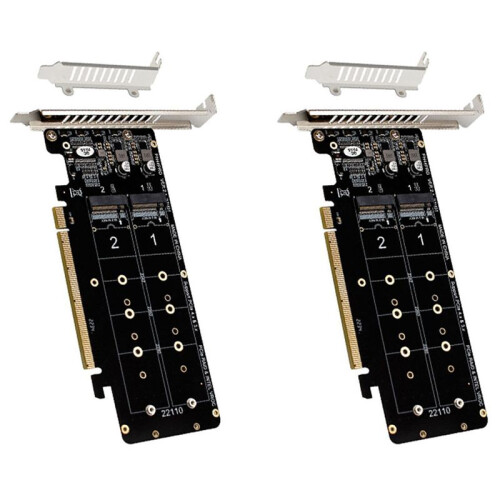 2X Double-Sided 4-Disk NVME  Card PCIeX16 to M.2 M-Key NVMEx4SSD 2U Server  Array Expansion Adapter Split Card