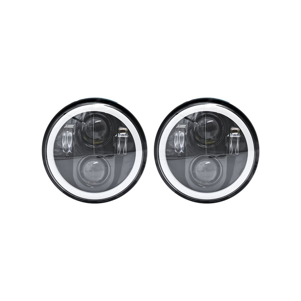 2X 5.75 Led Headlight, 5-3/4 Motorcycle Headlight With Halo Drl For Sportster Iron 883 Dyna Street Bob White 6132966202434