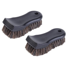 2X Cleaning Brush, Soft Horse Hair Detailing Brush Non-Slip Handle Wash Vehicle Brush for Rim Chassis, Radiator Grille