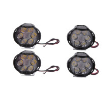 4Pcs 6 LED Motorcycle Light Headlight Assembly 10W 1000Lm Universal Scooter ATV Fog Spotlight 6000K White Car Drl Lamp