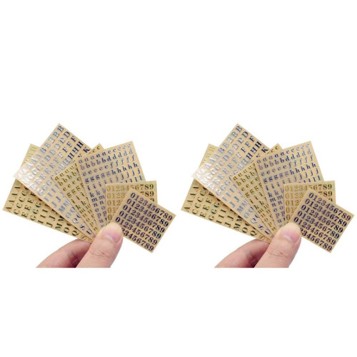 12 Folhas Pequenas 0,18 Polegadas Alfabeto Números Adesivos Liga Glitter Autoadesivos Letras Adesivos Ouro/Prata (4,5 mm)