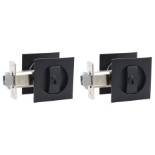 2X Pocket Door Lock Black Door Hardware Anti-Theft Lock Contemporary Privacy Square Door Lock Sliding with Keys