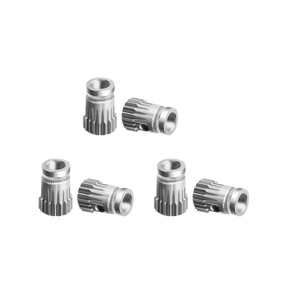 6Pcs Extruder Gears Mk8 Stainless Steel Double Extrusion Wheels Bowden Gear 3D Printer Part For Cr10 3 Silver 4713617480597