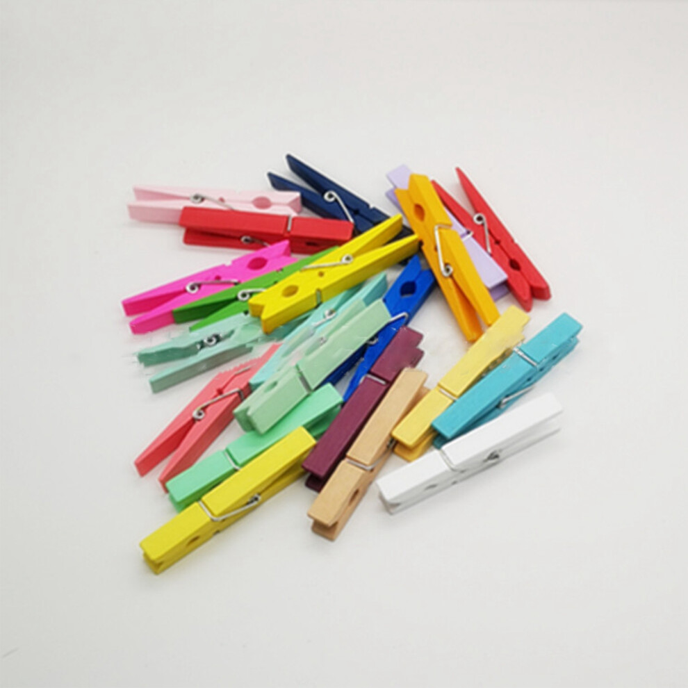 200 Pcs Colorful Wooden Photo Clips, 2.5Cm, Assorted Colors 9411371198028