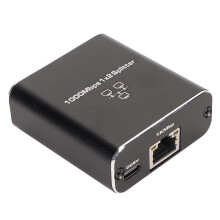 Ethernet-Splitter RJ45 1 auf 2 Ausgänge, Gigabit LAN, Schwarz, 1000 Mbps