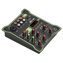 Mini mélangeur audio 5 canaux avec Bluetooth, USB, affichage LED, alimentation fantôme 48V