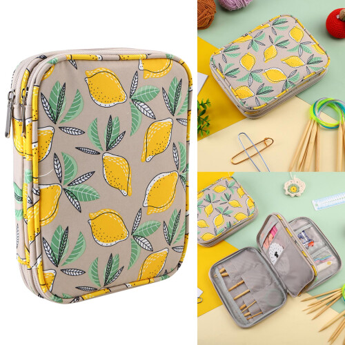 Yellow Lemon Crochet Hook Case Organiser Knitting Needle Storage 1