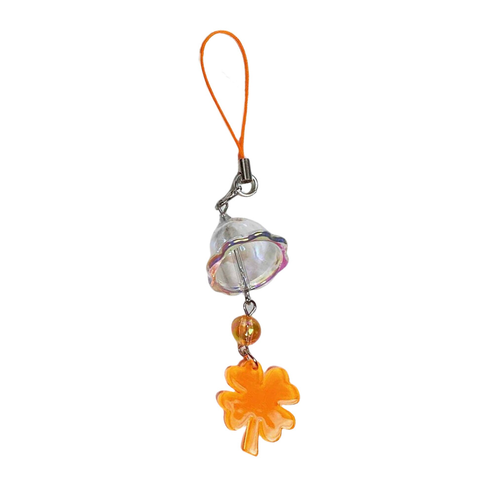 Festive Luck Clovers Phone Charm With Wind Chimes- Orange 7732000738821