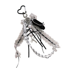 Creative Ballet Keychain Charm Pendant Sturdy Lace Farbic-Black
