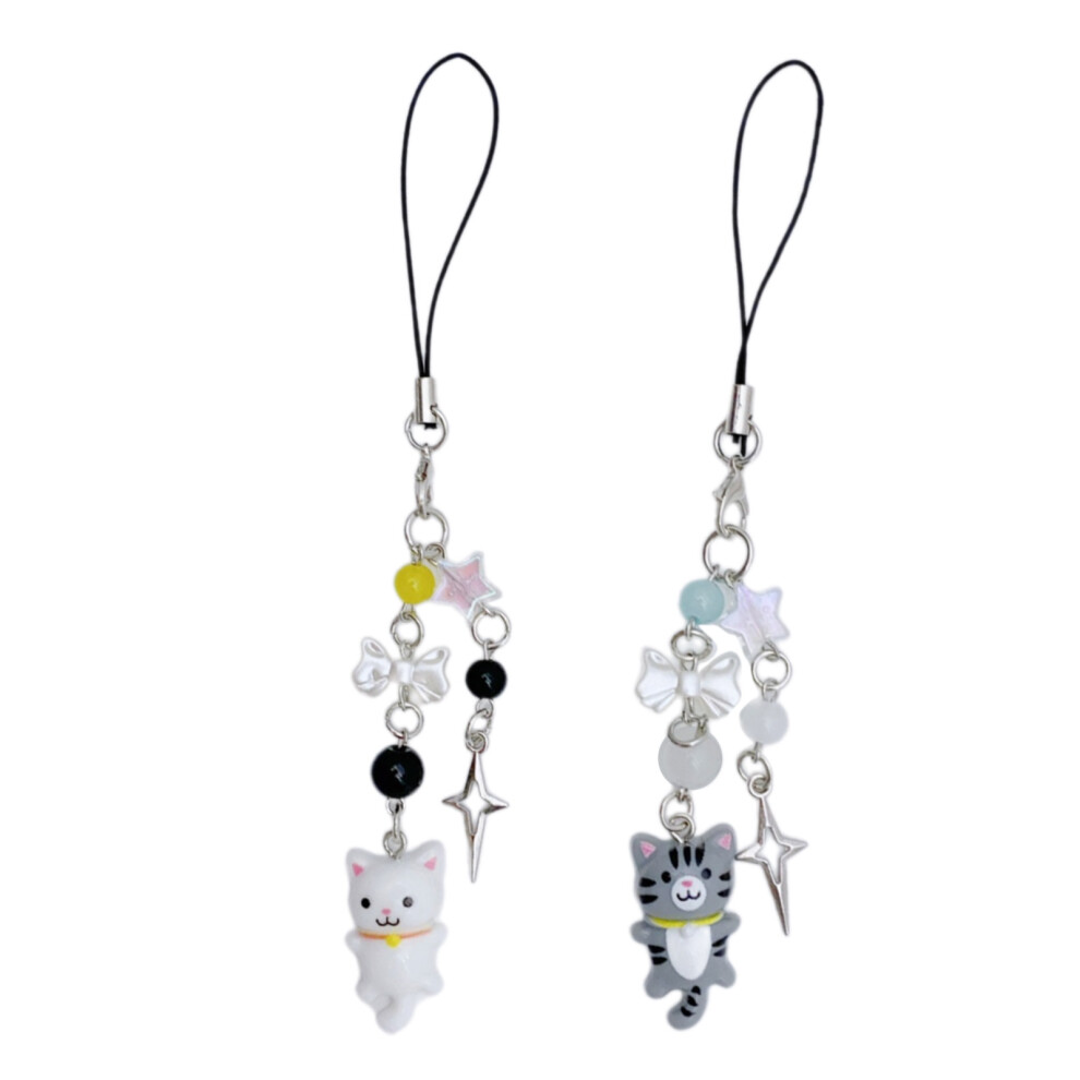 Stylish Cartoon Cat Star Bowknot Bead Charm- And Black/White 7732000740916