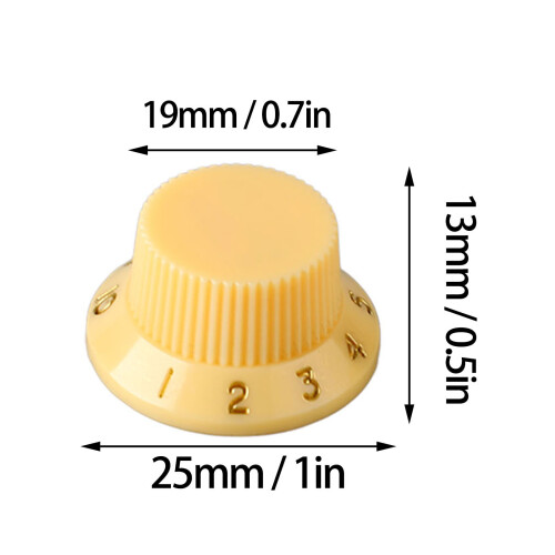 3PCS Yellow Plastic Rotary Guitar Knobs for Tone & Volume Control 1