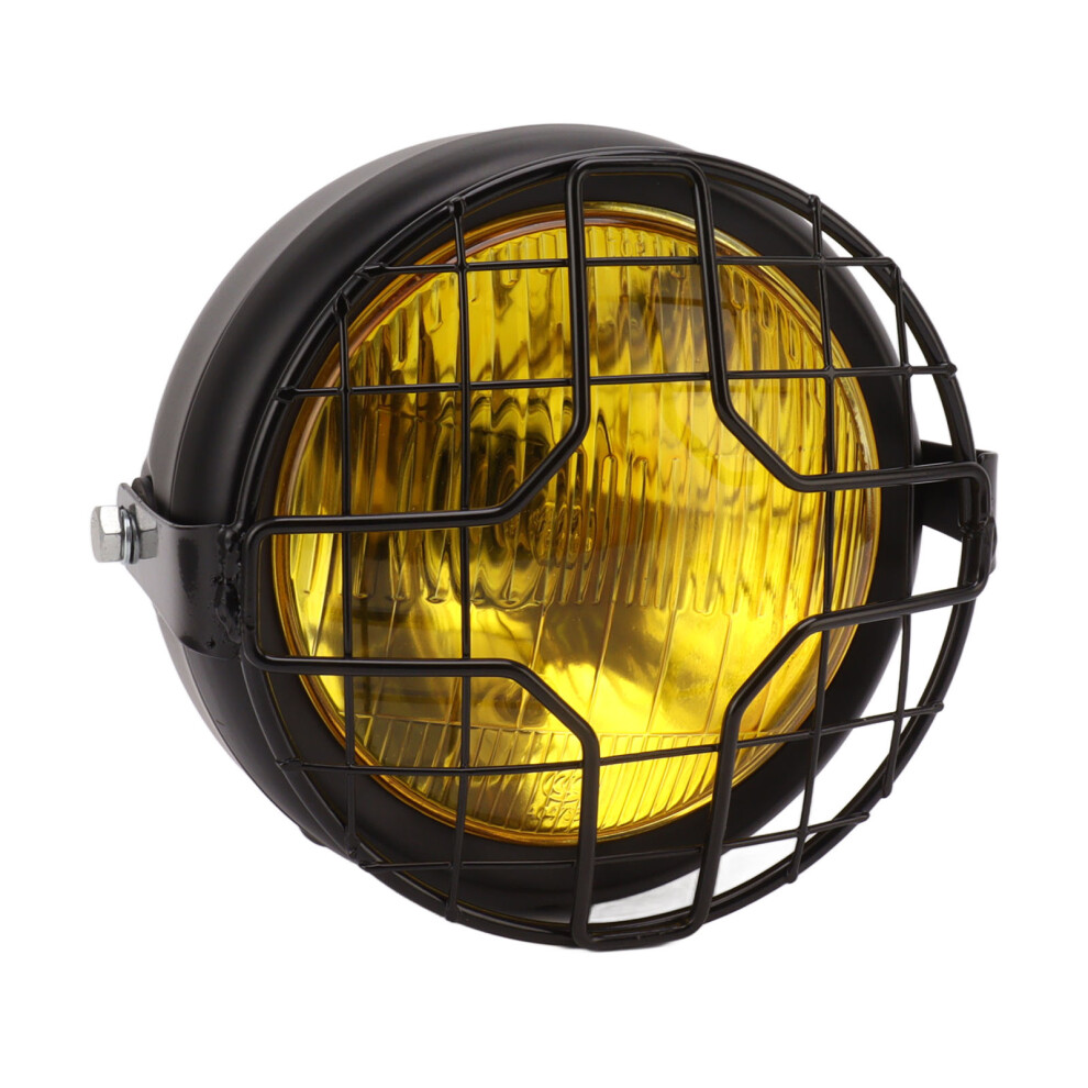 Motorcycle Headlight 5.75In 35W Lens High Low Fog Lamp For Chopper Bobber Yellow 8491371204647