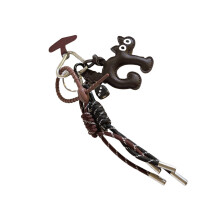 Playful PU Leather Cat Ornament for Keyring Fashionable-brown