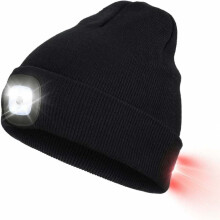 Cappello invernale unisex resistente all'acqua con luce, dotato di illuminazione LED anteriore e posteriore, berretto multifunzione illuminato per