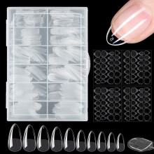 Almond Shape Gel Nail Tips, Soft Gel Material Breathable Lightweight Salon-Level Quality for Everyday Use (10-Sizes)