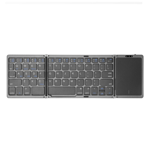 Foldable Bluetooth Keyboard with Touchpad, Multi-channel and Stable Connection Wireless Typing Device for iPad Smartphone Tablet PC, Rechargeable