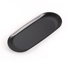 Vanity Tray for Bathroom Counter, Matte Black Vanity Tray, Oval Stainless Steel Decorative Tray, Rust-Resistant Electroplated Finish with Polished