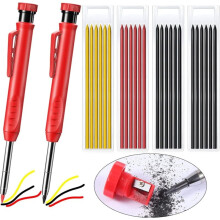 Professional Marker Pencil for Architect and Builder, Extended Metal Needle Tip Carpenter Pencil with Built-in Sharpener, Solid Construction Pencil