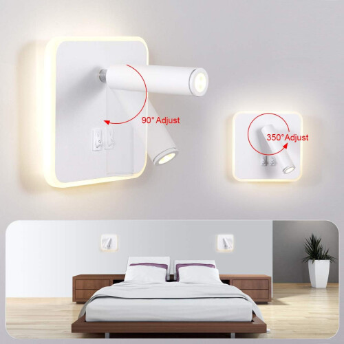 in1Design Φωτιστικό τοίχου για χώρους ανάγνωσης, Ρυθμιζόμενο κεφαλάρι με διπλούς 2