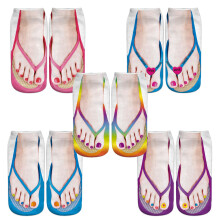 3D-geprinte sokken met patroon in een schattige korte sokstijl, grappige sokken met een manicure-flipflopdesign, ultracomfortabel en ademend.