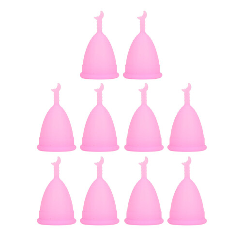 10pcs Soft Silicone Menstrual Cup Set - Pink, Reusable, 4.3x7.8cm 1