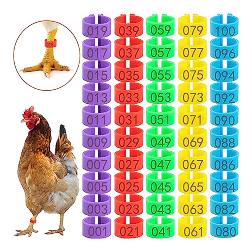 100pcs Practical Poultry Marking Leg Rings for Counting-Red 2