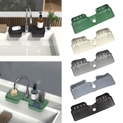 Poignée de robinet de vidange d'évier en Silicone, tapis de-Noir 2