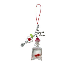 Sangle de téléphone perlée en forme de poisson, pendentif-Rouge
