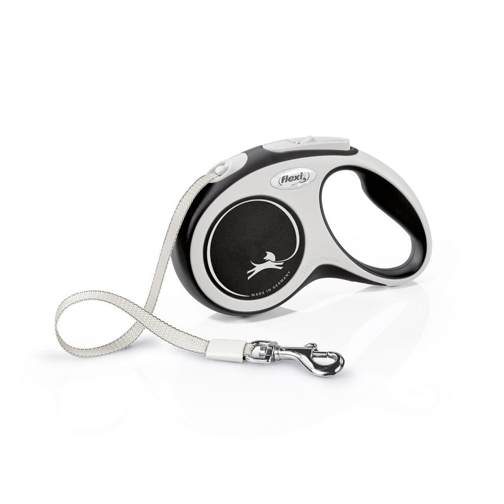 Flexi (5M, ) New Comfort Tape Retractable Dog Lead Black