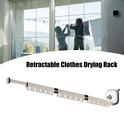 Space saving Wall mounted Clothes Stand Retractable-gray 3 off 2