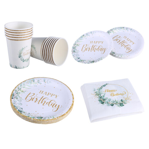 Green Disposable Paper Serviettes Tablewares Decorations-4 set