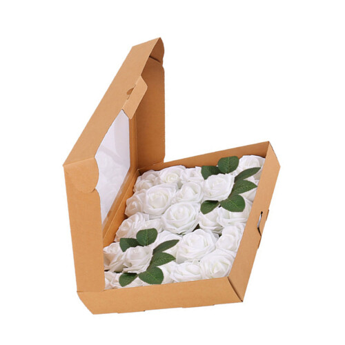 Artificial Roses Box with Roses Gift Box Soap Flower-White