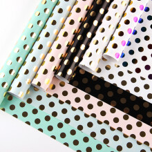 Rouleau de papier cadeau décoratif, motif à pois dorés roses pour fond et décoration de table, 6 feuilles et 1 rouleau