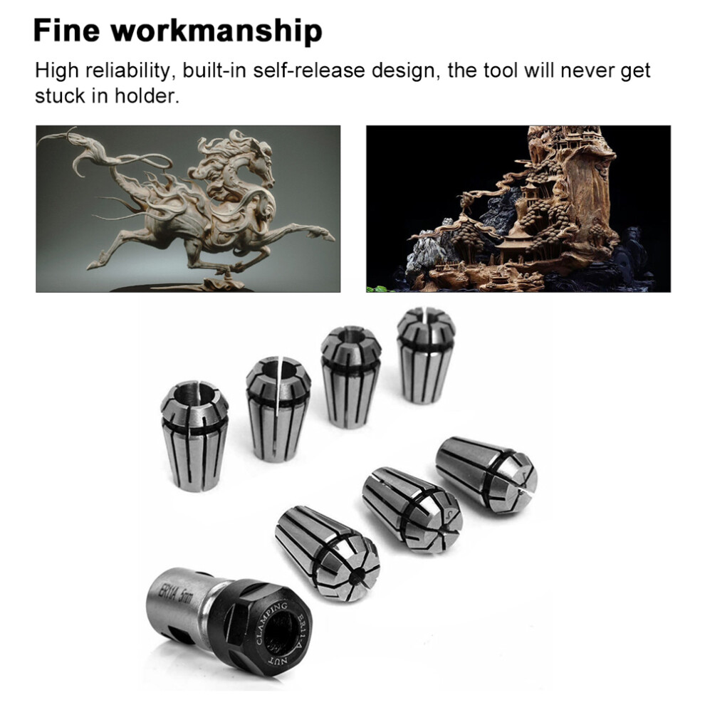 7Pcs Er11 Collets Set 1-7Mm With 5Mm Motor Shaft Extension 6901370334280