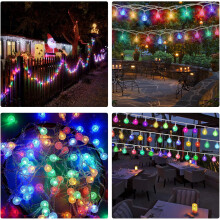 Solar-Powered Crystal Color LED String, Unique Handmade Solar Energy No Electricity Fees 8 Lighting Modes Waterproof 100 LED Bulbs, Long Service Life