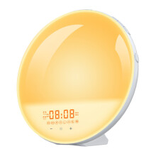 Sveglia luminosa, simulazione dell'alba con doppia sveglia e funzione snooze, lampada da comodino con 7 opzioni di colore e luminosità regolabile,