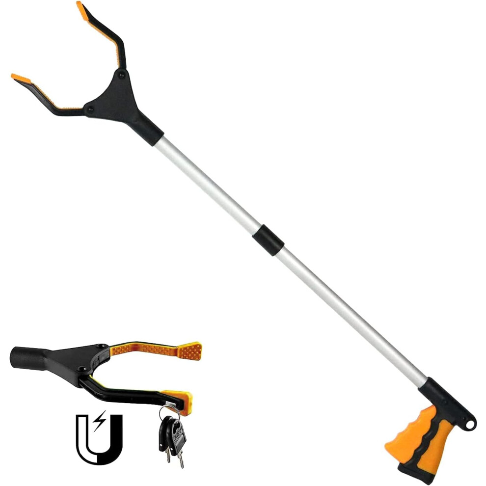 Aluminum Alloy Grabber with Magnetic Tip, Heavy Duty Grabber, Foldable Pick Up Stick for Elderly and Disabled, Contributes to Convenient Garbage