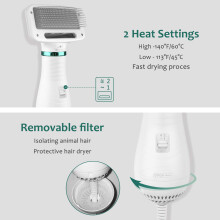 Aparelho de Higiene e Cuidados com Animais de Estimação 2 em 1, Branco, Cerdas Flexíveis de Aço Inoxidável para uma Higiene Suave e Eficiente,