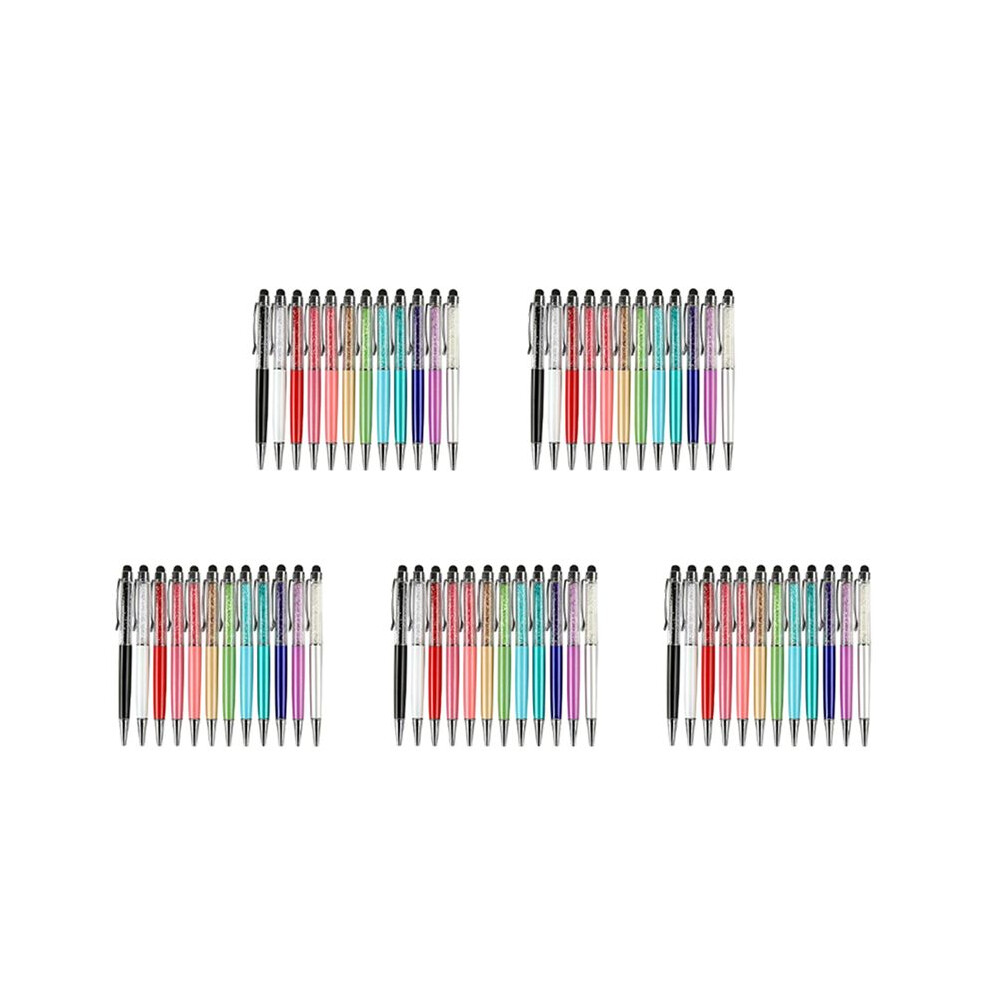 60Pcs Bling Bling 2-In-1 Slim Crystal Diamond Stylus Pen And Ink Ballpoint Pens (12 Colors) Black 6033214558979