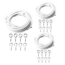 3X Curtain Wire and Hooks Set, 3 Meters Net Curtain Wirewith 8Pcs Screw-in Hooks for Net Curtain Rod